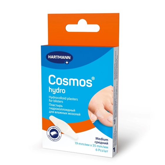 Пластырь Cosmos Hydro для влажных мозолей средний 19х55мм 6 шт